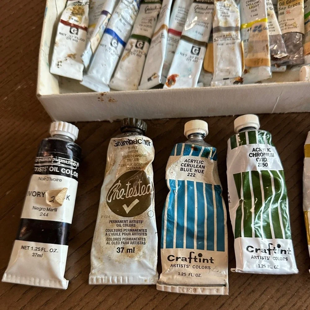 Vintage Grumbacher Craftint Weber Oil Acrylic Paint Lot Mixed Colors 38 Tubes